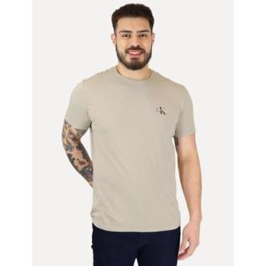Imagem de Camiseta Calvin Klein Jeans Masculina New Mono Logo Re Issue Cáqui Claro-Masculino