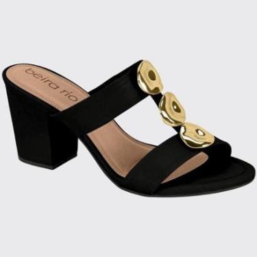 Imagem de Tamanco Slide Feminino Salto Grosso Conforto Beira Rio 8280.691.9569 Preto N°34-Feminino