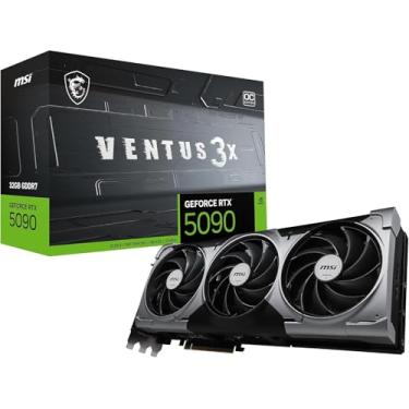 Imagem de MSI Placa de vídeo para jogos NVIDIA GeForce RTX 5090 32G VENTUS 3X OC GDDR7 512bit, Boost Clock até 2452 MHz, PCIe Gen 5, DLSS 4, DP 2.1 x 3, HDMI 2.1 x 1, ATX