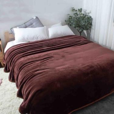 Imagem de Cobertor de lã, cobertores e mantas fofos, femininos, masculinos, para cama, adulto, longo, duplo, solteiro, para sofá, lã grossa de camada dupla, quente, inverno, macio e confortável (marrom A, 200 x