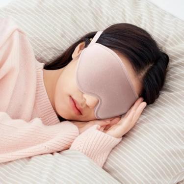Imagem de 1 máscara de dormir contornada 3D para mulheres e homens, máscara de olho eficaz com bloqueio de luz para dormir macia para noite com alça ajustável (rosa)