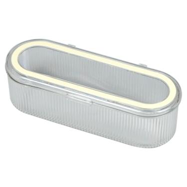 Imagem de WANGSHIQ Organizador de pincéis de maquiagem, organizador de esponjas de maquiagem transparentes, estojo de armazenamento de cosméticos com tampa vitrine para penteadeira, 1 compartimento