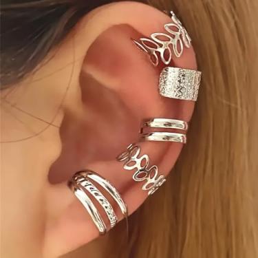 Imagem de Conjunto de 10 pares minimalistas de orelha a céu aberto para mulheres, brincos de hélice oca de encaixe, joias de argola de cartilagem sem perfuração, conjunto de presente boho chique, Small, Metal