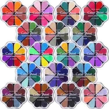 Imagem de Jetec 18 pacotes de almofadas de tinta de pétala carimbo de tinta de dedo, carimbos de borracha arco-íris laváveis em forma de gota d'água para fazer cartões, scrapbook, pintura (144 cores)