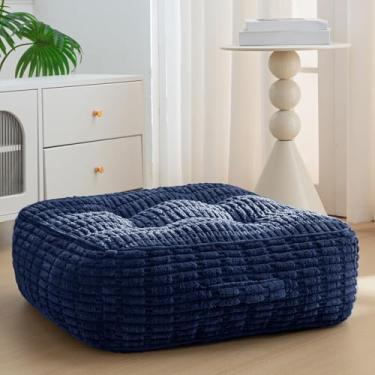 Imagem de Almofada de chão lavável de 20 cm para adultos, almofada de meditação, capa de veludo cotelê amovível tufada, grande, para sala de estar ou ioga, 55 x 55 cm, lavável na máquina