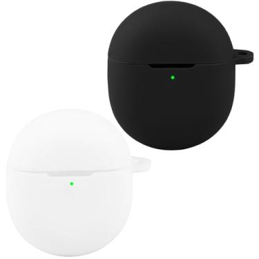 Imagem de Acddeny Capa de fone de ouvido compatível com Google Pixel Buds 2a, [suporta carregamento sem fio] [capa protetora à prova de choque] capa de silicone para fone de ouvido (preto-branco)