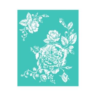 Imagem de Estêncil De Impressão Em Serigrafia Reutilizável De Flores Vintage 8x1