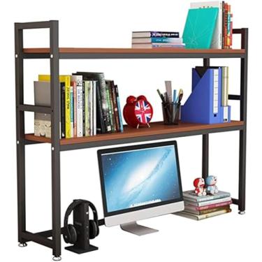 Imagem de Estante de mesa expansível organizador de armazenamento de mesa, prateleiras de mesa ajustáveis, estante de mesa para mesa de computador madeira metal (A 85 * 24 * 90 cm)