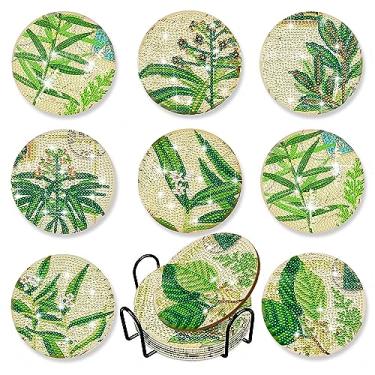 Imagem de LGANHAPY 10 peças de kits de pintura de diamante em forma de pata de cachorro, kits de pintura de diamante com suporte pata de cachorro de gato, porta-copos de arte de diamante para iniciantes e adultos - presente perfeito para materiais de artesanato de arte