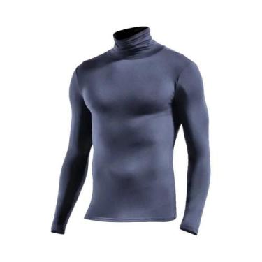 Imagem de Camiseta Térmica Masculina Slim Fit De Manga Longa Modal Com Gola Alta