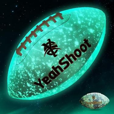 Imagem de YeahShoot Novo tamanho 9 brilha no escuro bola de rúgbi luminosa de futebol, durável para jogar à noite, luz legal, futebol americano, aplicável a todos os locais (céu estrelado, tamanho oficial 9)