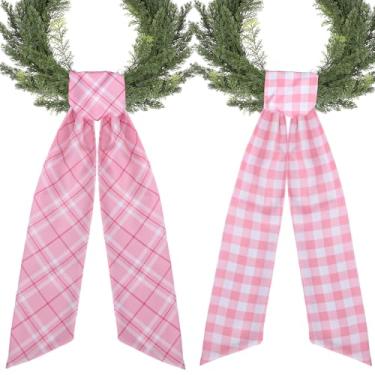 Imagem de PartyforU Faixa de guirlanda xadrez rosa – 2 faixas para guirlanda, porta da frente, dia dos namorados, decoração de casa, guirlandas xadrez de búfalo de 152 cm, faixa para porta, casamento, chá de