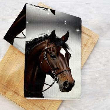 Imagem de Toalhas de cozinha de cavalo marrom, panos de prato para lavar pratos de cozinha, toalha de mão para casa de banho, toalha de chá decorativa de microfibra macia, presentes de cavalo fofos para