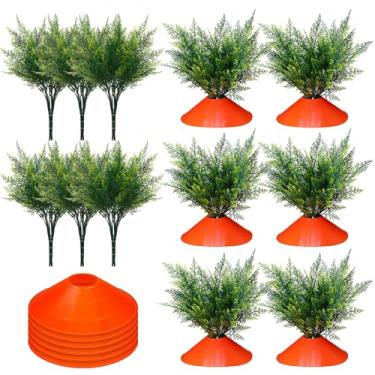 Imagem de Solsew Conjunto de 12 conjuntos de cenouras de páscoa faça você mesmo, samambaias, plantas artificiais, cenouras falsas, estaca decorativa de jardim grande, placa de plástico rústico para jardim,