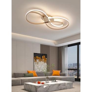 Imagem de Luminária de teto LED para sala de estar, com intensidade regulável e controle remoto. Design moderno e criativo. Luminária de teto em acrílico com economia de energia para quarto e sala de