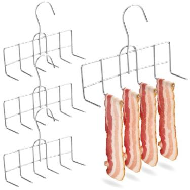Imagem de MorningRo 4 ganchos de bacon com 6 garras de aço inoxidável, ganchos de pato assado, acessórios de açougueiro para defumar carne, processamento, secagem, grelhar, churrasco