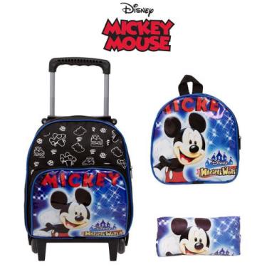 Imagem de Mochila Escolar Pequena Mickey Mouse Rodinhas Passeio Barata - TOYS 2U