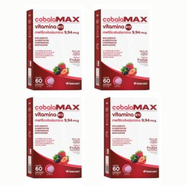 Imagem de Kit 4 Cobalamax Vitamina B12 Metilcobalamina 9,94mg 60 Comprimido Mast