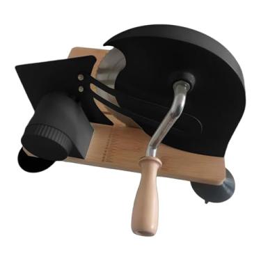 Imagem de predolo Fatiador de pão manual com espessura ajustável, ferramenta para cortar pão caseiro de fermentação com manivela para sanduíches em casa, Preto