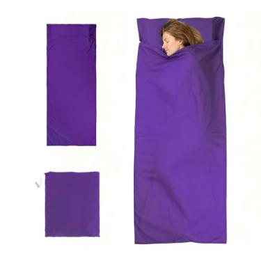 Imagem de HDFCLUP Forro de saco de dormir XL – Atualize seu sono de viagem para acampamento e albergues | Barreira higiênica para hotéis | Compacto, embalável e lavável na máquina (roxo)