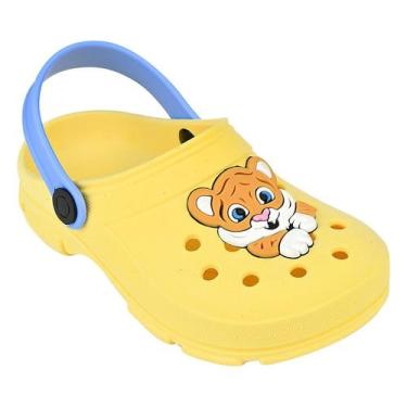 Imagem de Sandália Babuche Infantil Menino Tigre - Sziv, Amarelo com azul, 29.30