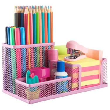 Imagem de Organizador Escritório Caneta Mesa Estudos Metal Aramado Porta Treco H