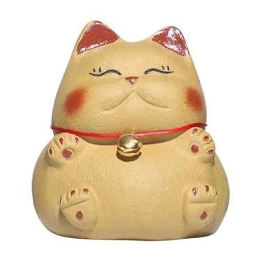 Imagem de Kuntesetty Estátua de chá de gato para animais de estimação, bandejas de chá, acessórios, estante, ornamento, escultura de animal para casa, escritório, mesa de, Gato Sentado