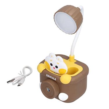 Imagem de Lâmpada de mesa LED multifuncional portátil flexível pescoço de ganso fonte de alimentação de emergência iluminação de proteção ocular para dormitório de quarto de escritório (Café)