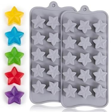 Imagem de 2 moldes de silicone estrela mini moldes de silicone para doces de queijo creme, doces, geleia, frutas, lanches, velas