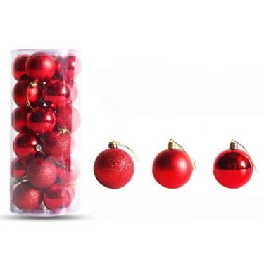 Imagem de Conjunto de 24 peças de decorações de bolas galvanizadas - proporcionando efeitos brilhantes para árvores de Natal, festas de fim de ano e casas (vermelho)