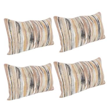 Imagem de AUNMAS Capa de Almofada, Tecido Macio de Poliéster, Preto, Dourado, Boho, Decorativo, Capa de Almofada para sofá, Sala de Estar, Quarto, Cadeira, Conjunto de 4 (50,8x30,5cm/20x12 pol.)