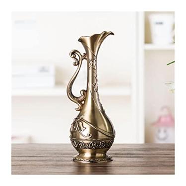 Imagem de U5GAAALPPQ9 Vaso decorativo novos vasos de bronze retrô alças requintadas para flores mesa vasos criativos para decoração de sala de estar vaso de flores moderno (cor: B2) (B2) (B2)