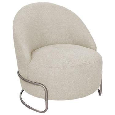 Imagem de Poltrona Luxo Decorativa Tulipa Linho - Doce Sonho Móveis, Bege