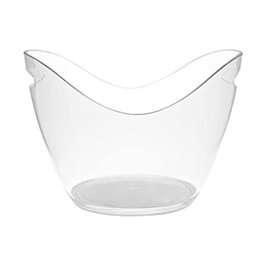 Imagem de HHHJQFAAT Balde de gelo de plástico transparente 3L em forma de lingote suporte de água para bebedouro de vinho