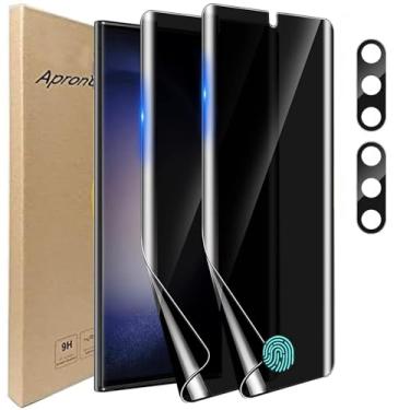 Imagem de ELEYBTEH Pacote com 2 + 2 películas protetoras de tela para Samsung Galaxy S25 FE [sem vidro] com protetor de lente da câmera, desbloqueio de impressões digitais, flexível antiespião, cobertura total