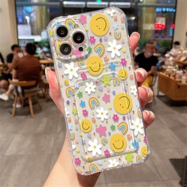 Imagem de Capa protetora macia com porta-cartões e design sorridente para iPhone 11, 13, 16E, 16 Pro Max, 14, 15, 12, XR, X, XS, 7, 8 Plus e SE, modelo 4JL83, para iPhone 15.