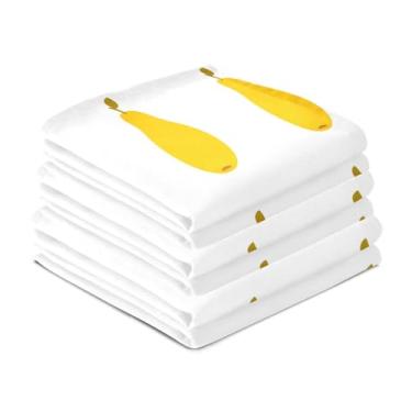 Imagem de Wassud Toalhas de cozinha peras amarelas toalhas de prato de cozinha pacote com 6 panos de prato macios com laço para pendurar toalha de mão de secagem rápida super absorvente toalhas de chá de mesa