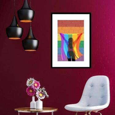 Imagem de Quadro Levante A Bandeira Lgbt - 60X48Cm