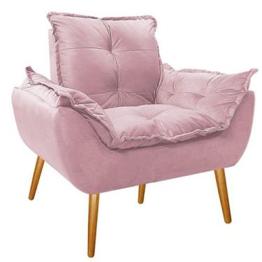 Imagem de Poltrona Opala Palito Mel Sintético - Amarena Móveis, Rosa Bebê