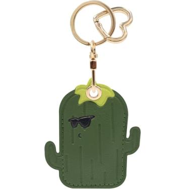 Imagem de Porta-chaves de couro sintético MC Fashion compatível com AirTag, estojo criativo com rastreador GPS de cacto (verde)