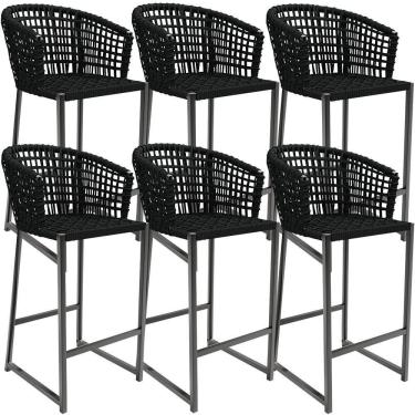 Imagem de Kit 06 Banqueta Área Gourmet Cozinha Varanda D04 Preto