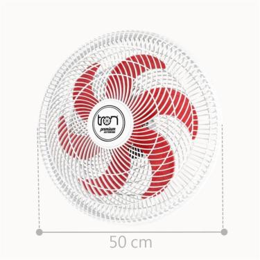 Imagem de Ventilador Parede Lorena Branco Oscilante 127V Pás Vermelho