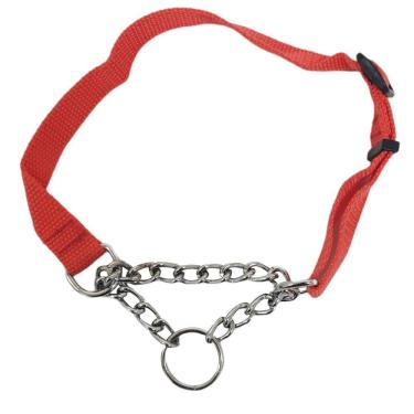 Imagem de Coleira Guia Cachorros Caes Corrente Semi Enforcadora Ajustavel Elo Torcido Cao Pet Animais