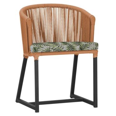 Imagem de Cadeira De Jantar Noronha Alumínio Preta E5 Trama  Terra Cota