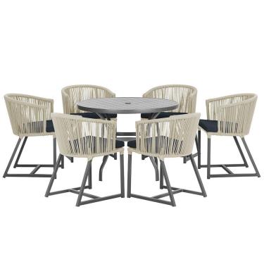 Imagem de Mesa E 6 Cadeiras E Noronha Preto E12 Trama  Rami