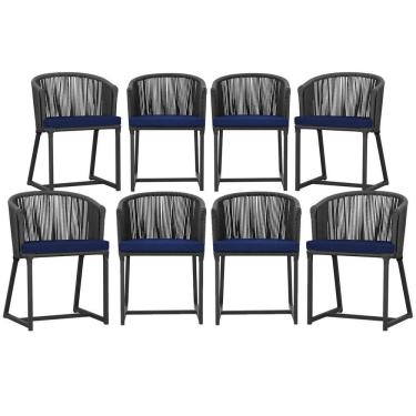 Imagem de 8 Cadeiras De Jantar área Noronha Preta E10 Trama Original Preto