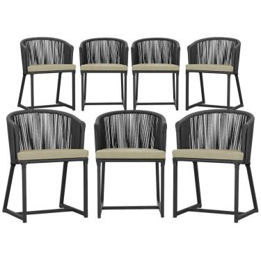 Imagem de 7 Cadeiras De Jantar área Noronha Preta E7 Trama  Preto