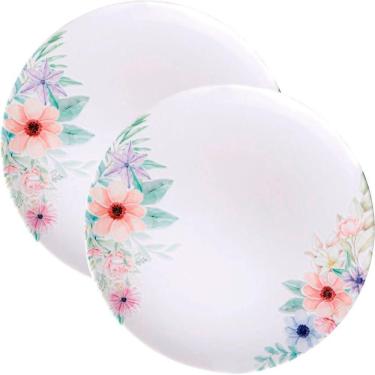 Imagem de Kit Jogo De Prato Raso Jantar 8 Pessoas 8pçs Floratta 28cm