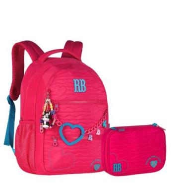 Imagem de Kit Mochila De Costas Rebecca Bonbon C/ Chaveiro e Estojo Box Pra 36 P