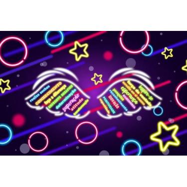 Imagem de Painel de Tecido Sublimado Asas com Palavras Neon - Fabrika de Festa, 